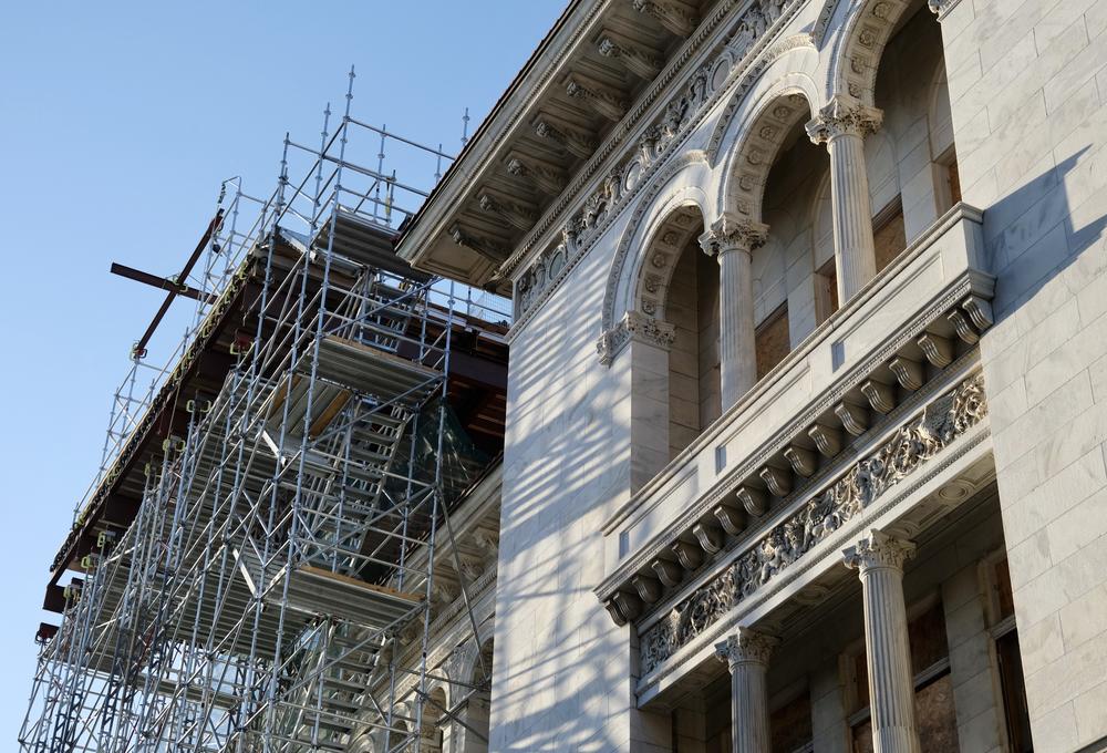 The Tomochichi Federal Building and U.S. Courthouse, as seen on April 17, 2023, has been undergoing an extensive renovation since September 2021.