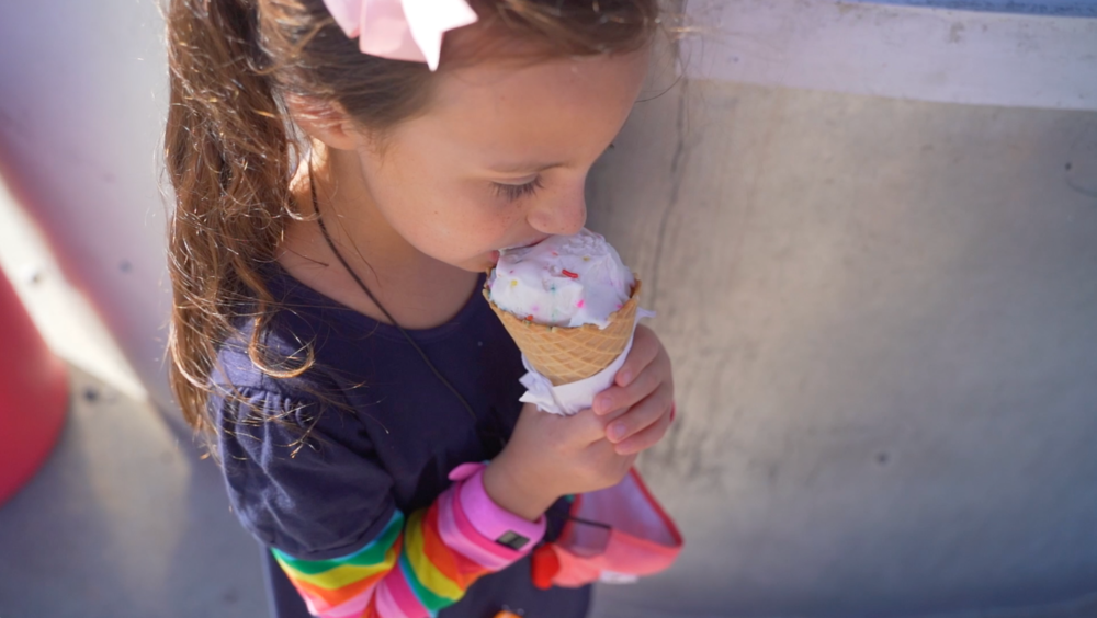 Child enjoys ice cream at Mountain Fresh Creamery