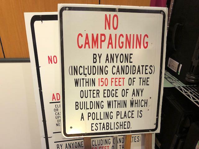 The Board of Elections members wonder how distance requirements can be policed if campaigning is banned throughout the whole mall building. 