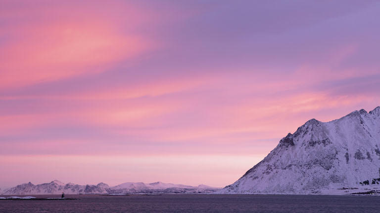 Sunset on Scandinavian mountains.