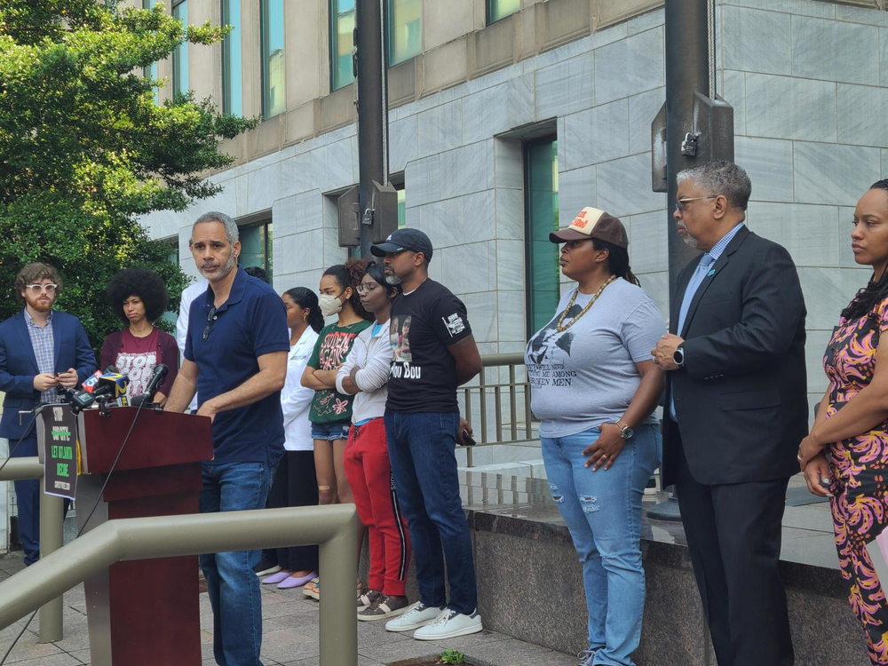Community leaders gathered at Atlanta City Hall June 7, 2023 to announce a referendum to get the police training center on the ballot in November.