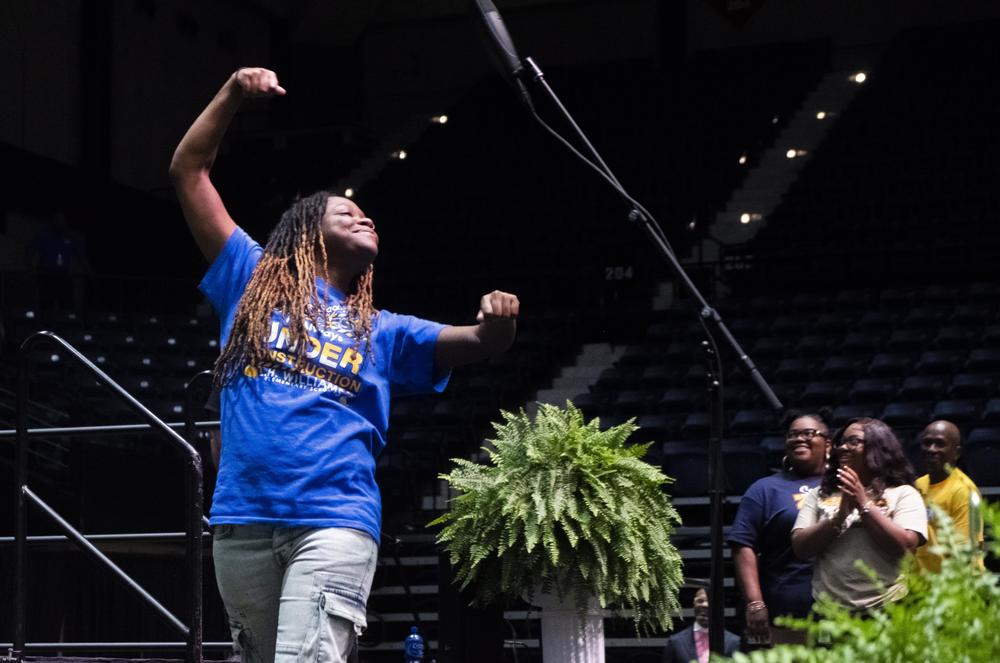 Williams Elementary School Teacher of the Year Nysha Moore was just one of dozens of teachers given their time in the spotlight during the Bibb Schools convocation ceremony Tuesday. 