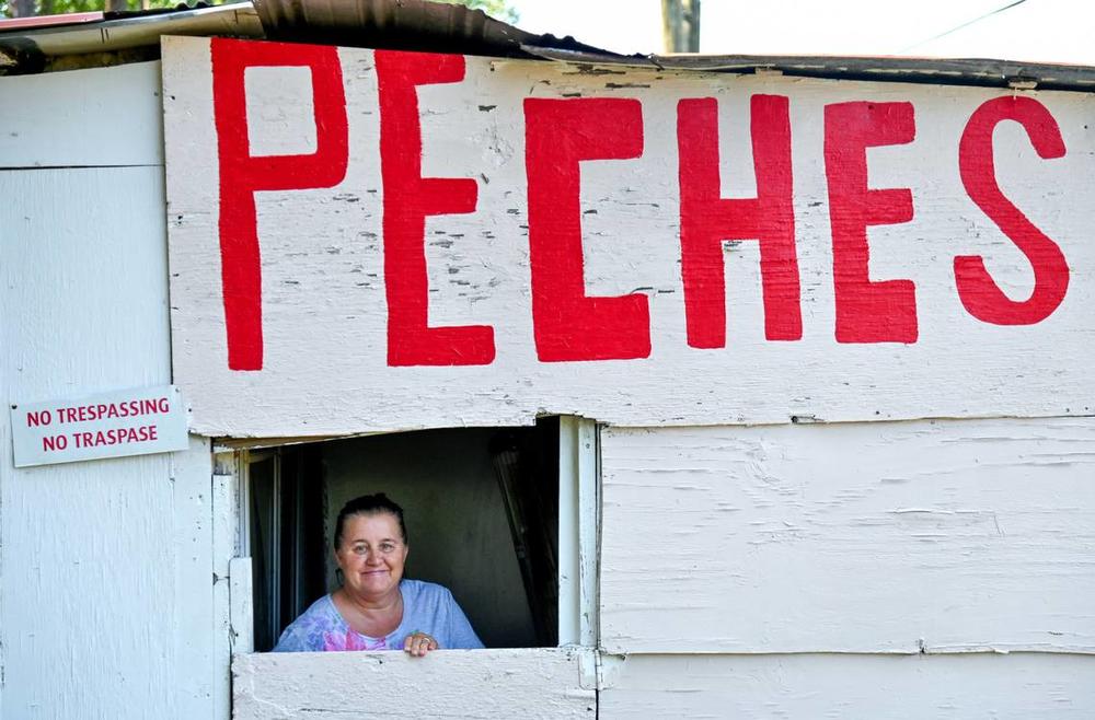Cindy Jenkins, co-owner of Peches Fruit Stand on U.S. Highway 441 north of Eatonton.