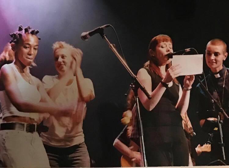 Doria Roberts, Ana Egge, Suzanne Vega and Sinéad O'Connor at Lilith Fair in 1999.