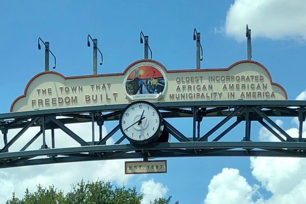 The entrance sign to the town of Eatonville