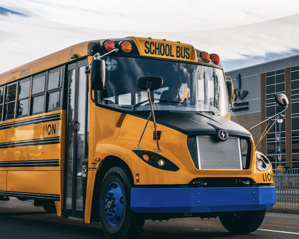 An electric school bus from Lion Electric Company.