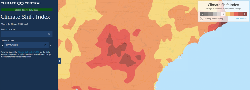 Most of Georgia’s heat on July 26 was made at least 2-4 times more likely because of climate change on July 26. Climate Central  