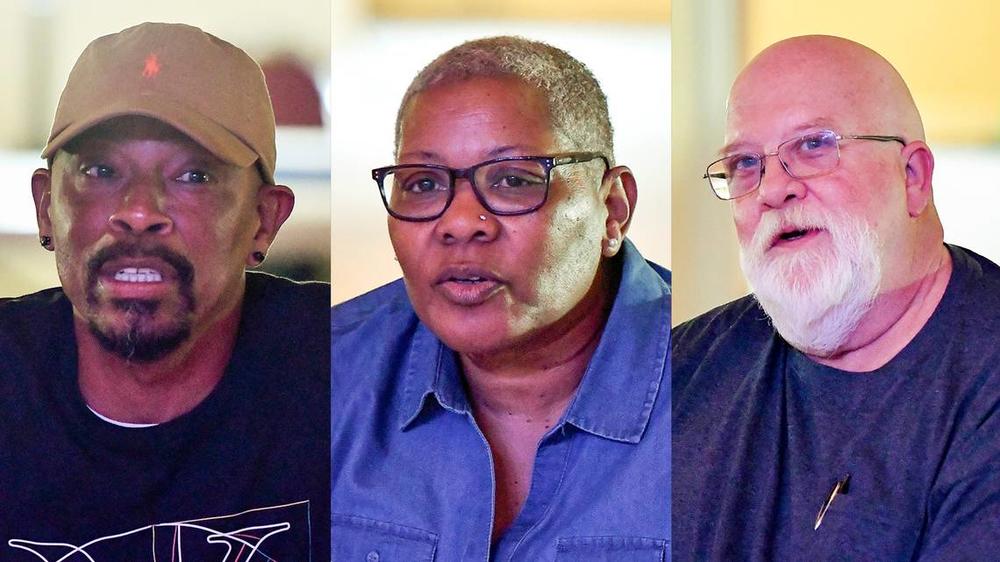 From left, Craig Corbin, Carolyn Allen and Tim Holderfield during a training session for the Blue Bird bargaining committee in June.