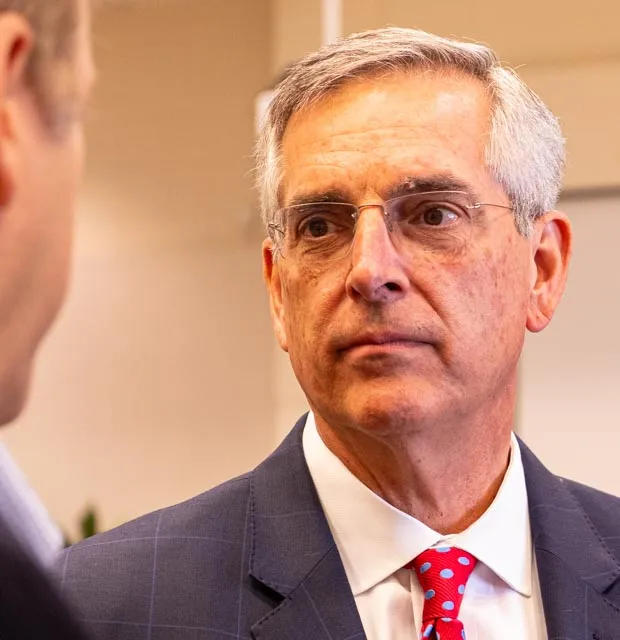  Georgia Secretary of State Brad Raffensperger speaks to attendees at a Savannah Rotary Club luncheon, in Savannah, Ga., Monday, August 7, 2023 