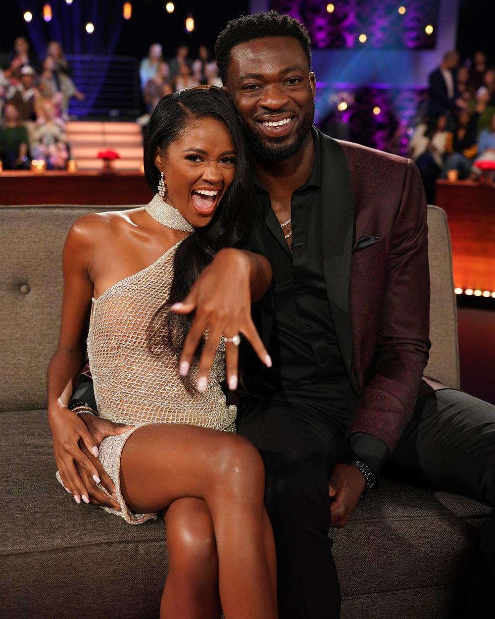 Charity and Dotun are engaged and still together, as announced on the live finale of “The Bachelorette,” season 20.