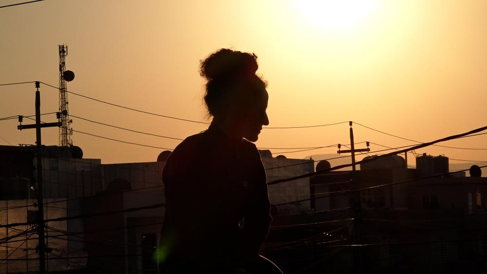 Silhouette of a young Iranian woman. 