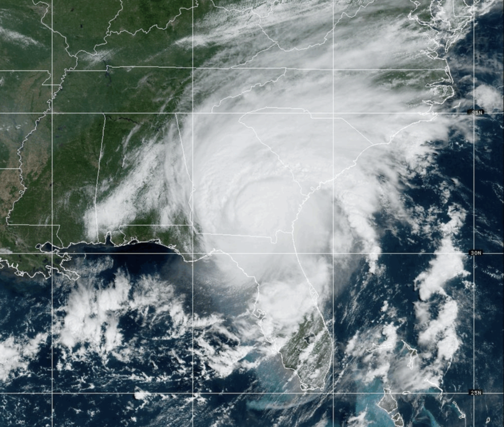 Georgia's coast is still under a Hurricane Warning, with tropical storm-force winds extending outward from the eye of the storm. By late evening hours, most of the wind will have shifted northward to South Carolina as Idalia cruises up East Coast and out into the Atlantic Ocean toward Bermuda. Many counties in Georgia are under Flash Flood Warnings.