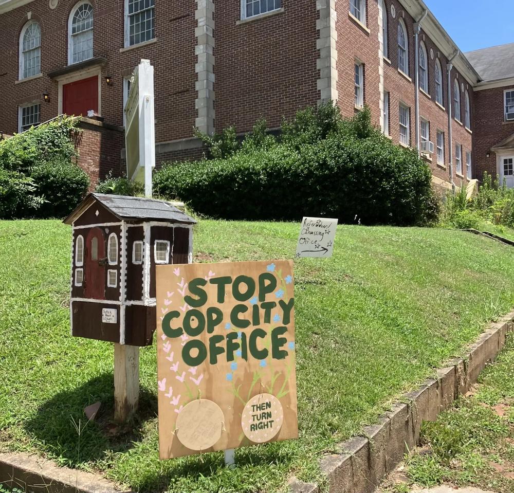 The Eastside Office in Grant Park at Park Avenue Baptist Church for the Vote to Stop Cop City referendum petition drive.