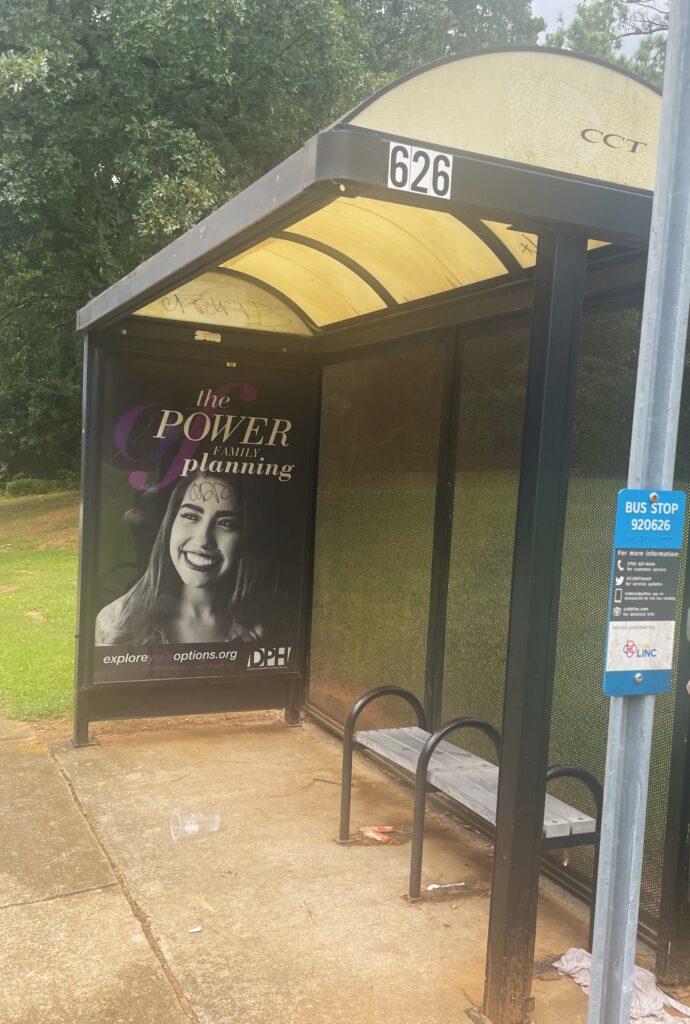 Cobb County bus stop advertisement for the Power of Family Planning program by the Georgia Department of Public Health. Aaleah McConnell/Georgia Recorder