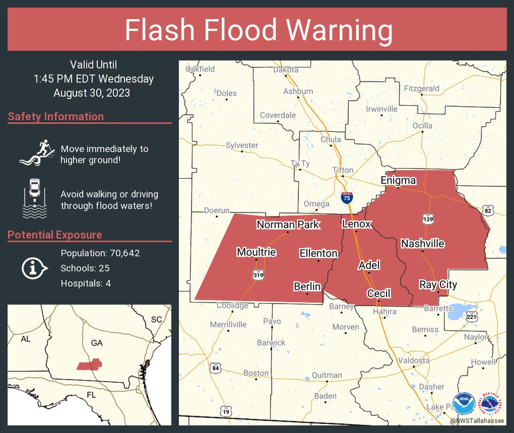 Flash Flood warning issued in South Central Georgia. 