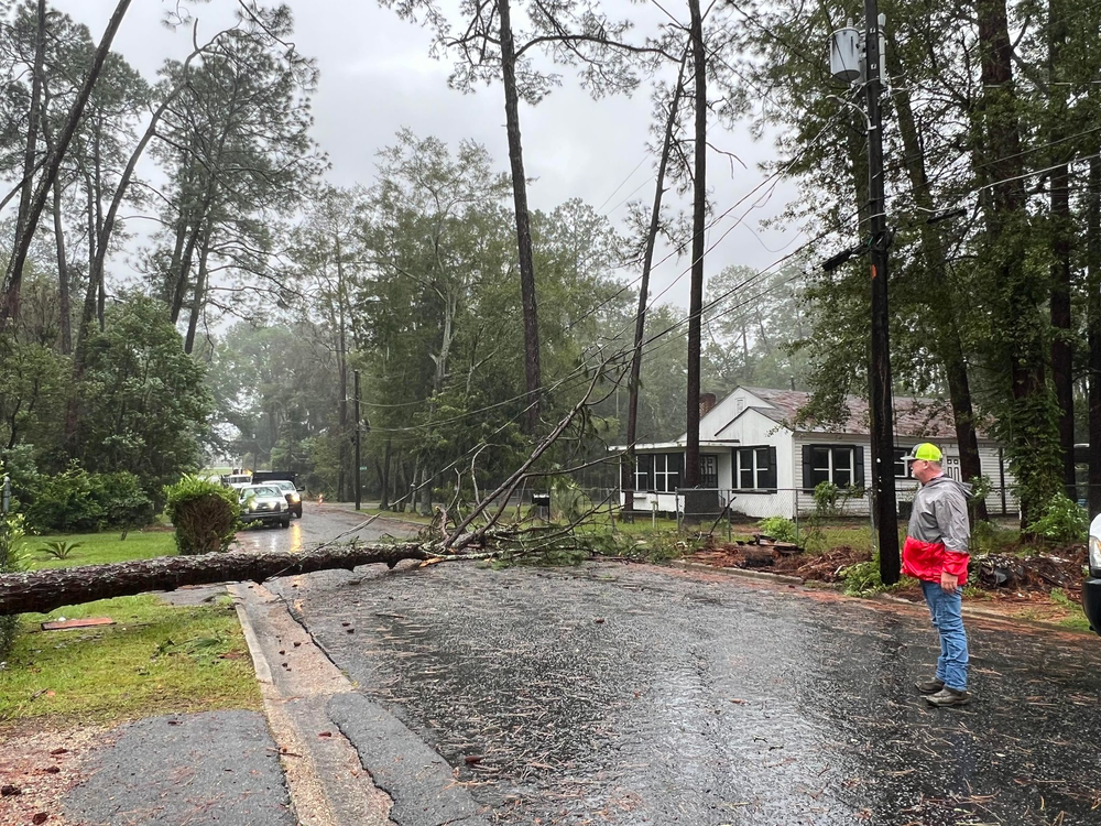 Moultrie is experiencing 36 to 38 MPH wind gusts and 16 MPH sustained winds.