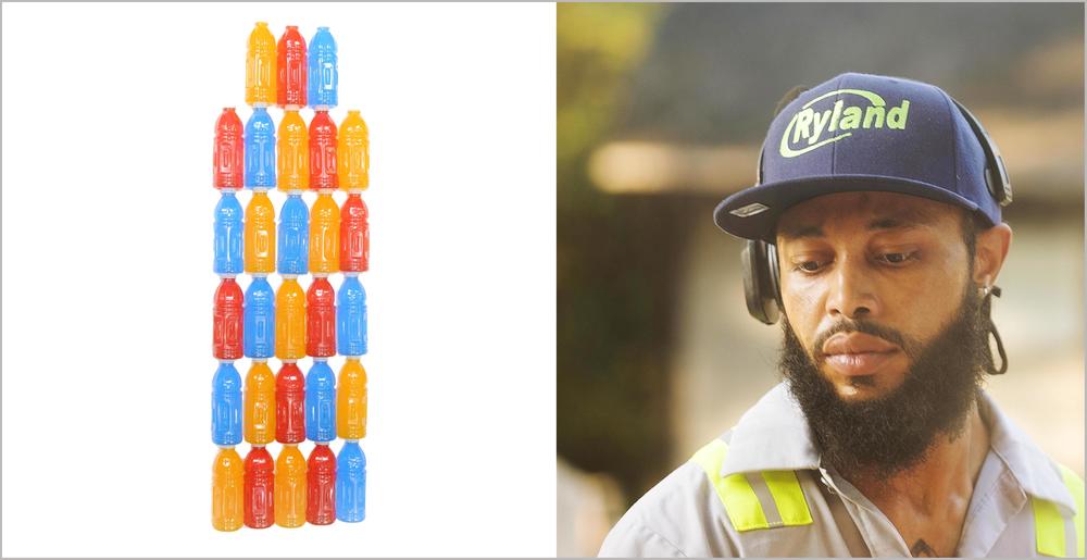 Data from a special sensor and smartphone app suggested sanitation worker Chris Powell lost the equivalent of 27, 20 oz. bottles of electrolyte sports drink over eight hours of work. 