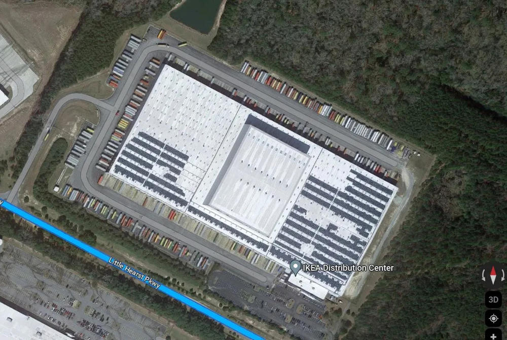 The IKEA Distribution Center in Port Wentworth has had rooftop solar since 2012. 