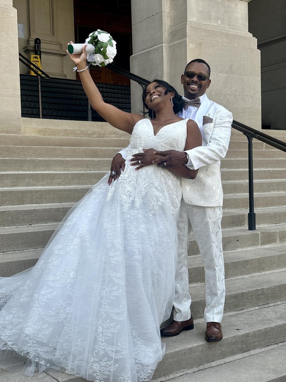 State Rep. Patty Bentley marries Bobby Stinson outside the Georgia Capitol on Sept. 19, 2023.