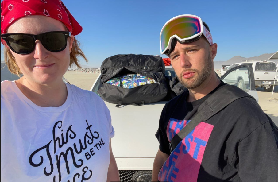 Ingela Travers-Hayward and William Perry at Burning Man in Nevada in 2022