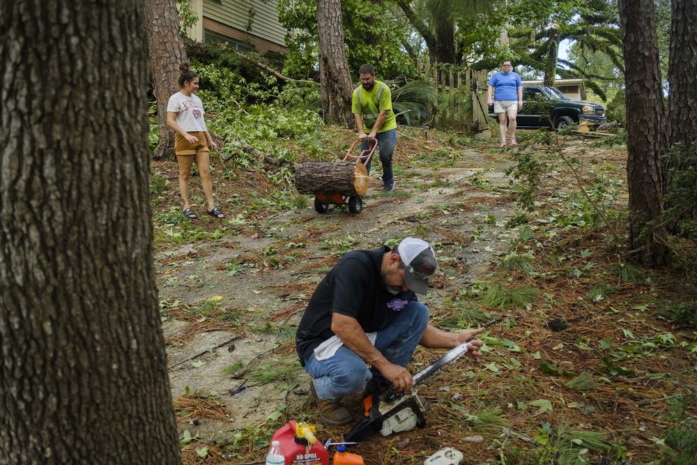 Three separate households of the Valdez family came together to clear Reed Valdez's property.