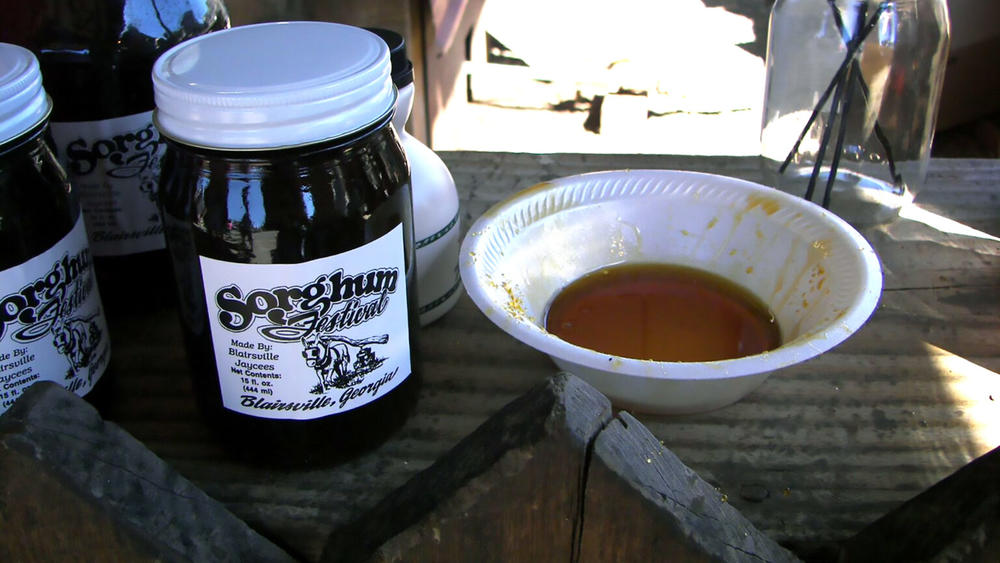 A jar of Sorghum syrup 