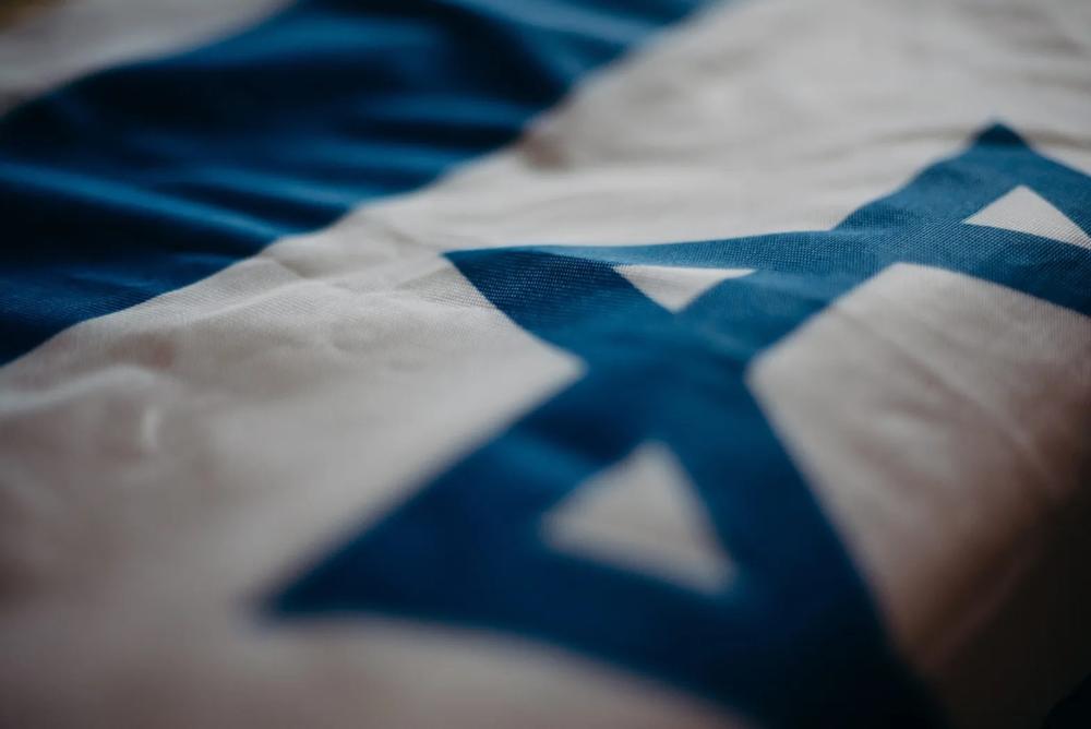 Closeup of flag of Israel
