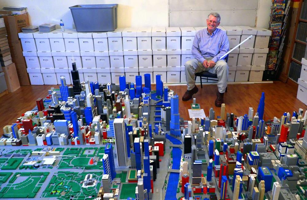 Kirk Ticknor, 61, the director of public works at Fort Moore, has built a 13-by-10-foot scale model of downtown Chicago — comprising approximately 500,000 LEGO bricks.