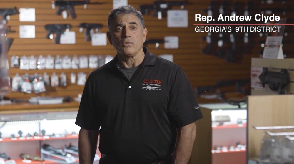 Screenshot of a congressional campaign video for Rep. Andrew Clyde, whose company contracted with the Savannah Police Department to obtain new firearms and is also under scrutiny by federal regulators. Credit: Andrew Clyde for Congress