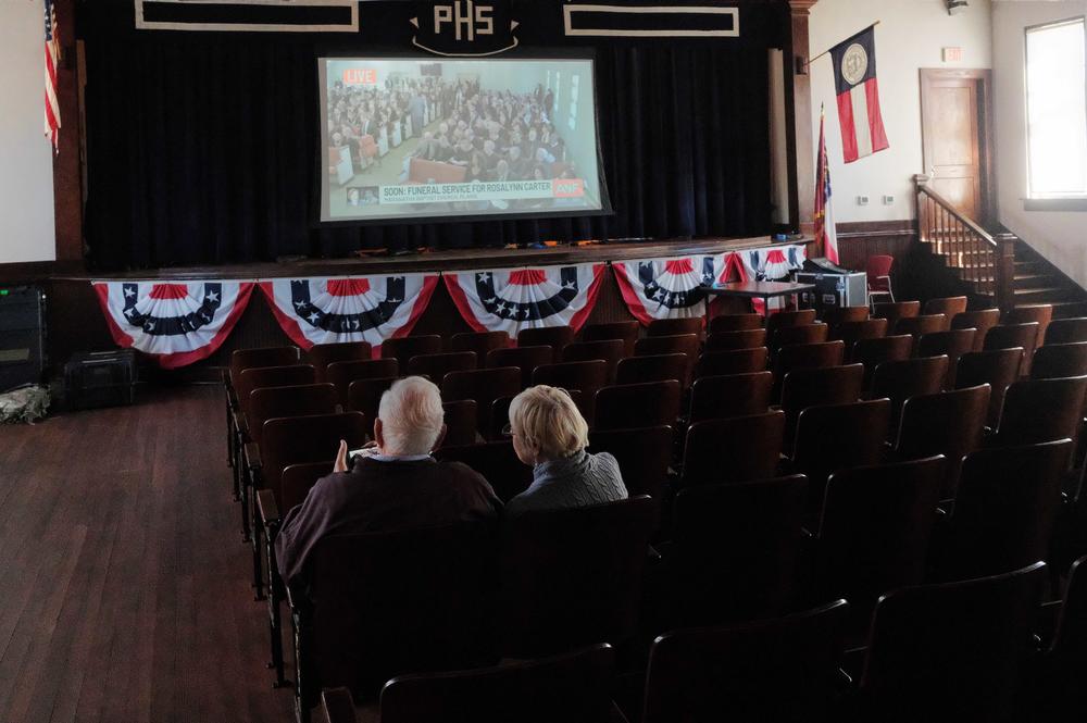 Only a handful of people watched Rosalynn Carter's funeral from the auditorium of the former Plains High School, her alma mater.