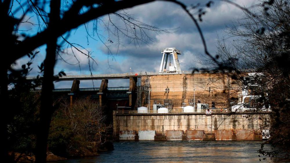 This is a portion of the Lake Oliver Dam in Columbus, Georgia.