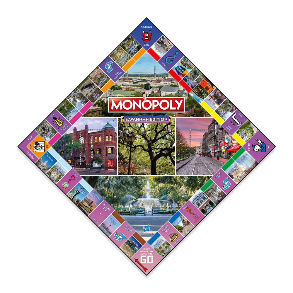 The gameboard for the Savannah edition of Monopoly