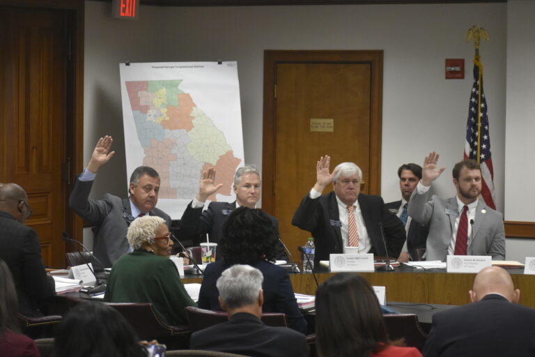 Republican Sens. Steeve Gooch, John Kennedy, Bill Cowsert and Bo Hatchett vote to approve new Congressional maps this year.
