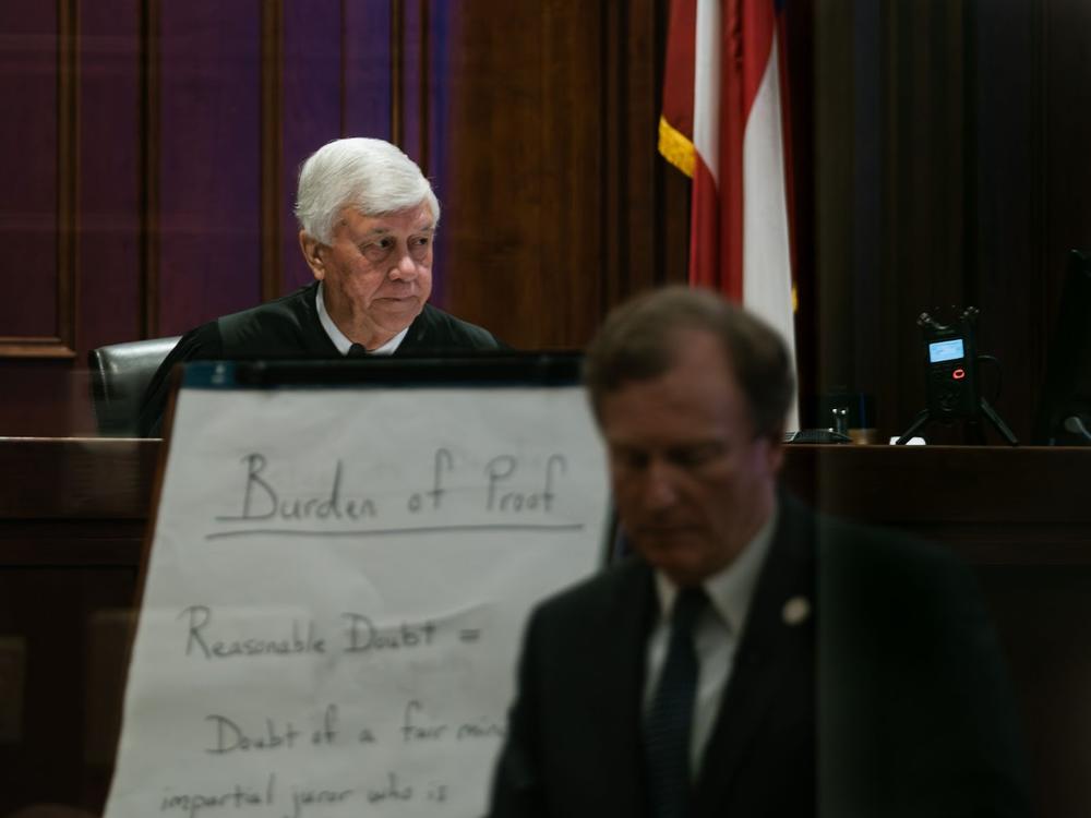Superior Court Judge Roger Lane listens to closing arguments, before dismissing the jury to deliberations in the trial of Varshan Brown on Thursday, Sept. 14, 2023. Credit: Justin Taylor/The Current