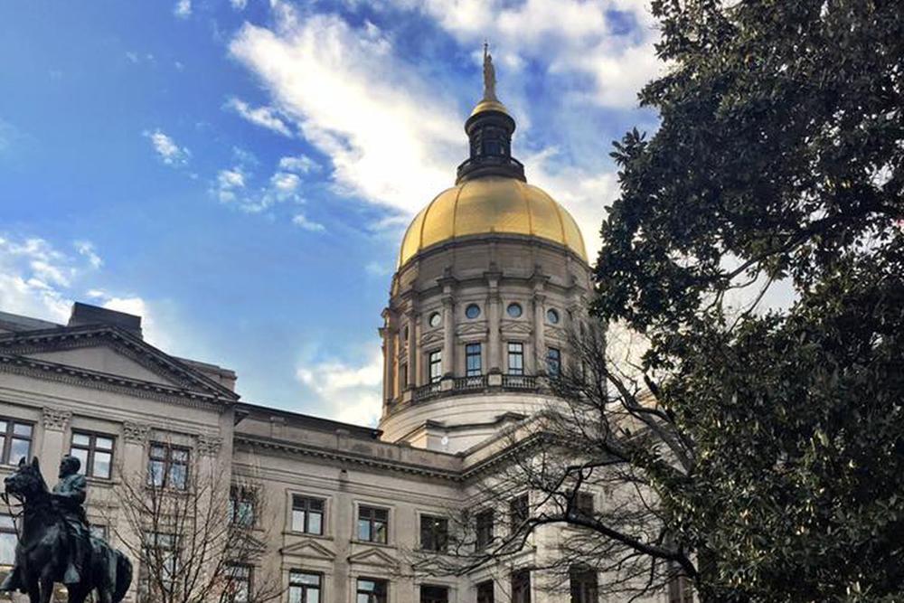 Wide exterior shot of the Georgia state capitol