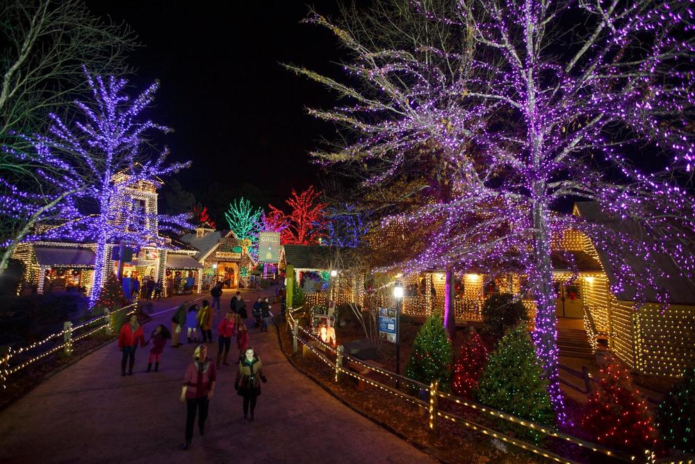 Holiday lights are a popular attraction at Stone Mountain Park, which has been used as a movie location in several films.