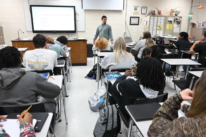 Colt Brockington teaching high school science