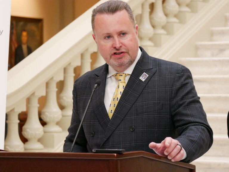 Kevin Tanner, commissioner of the state Department of Behavioral Health and Developmental Disabilities, speaks at Addiction Recovery Awareness Day in 2024. 