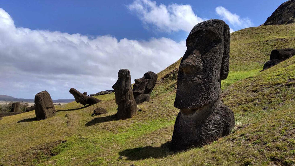 Stone heads on Easter Island