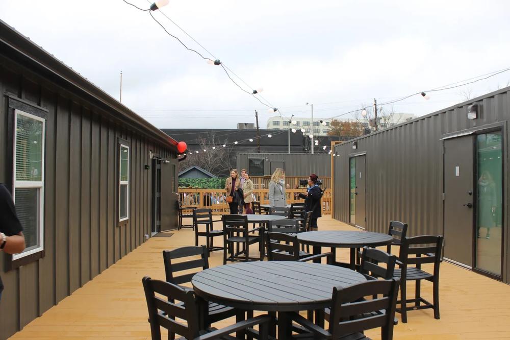 Atlanta’s first rapid housing community for those experiencing homelessness includes 40 micro-units made from repurposed shipping containers.
