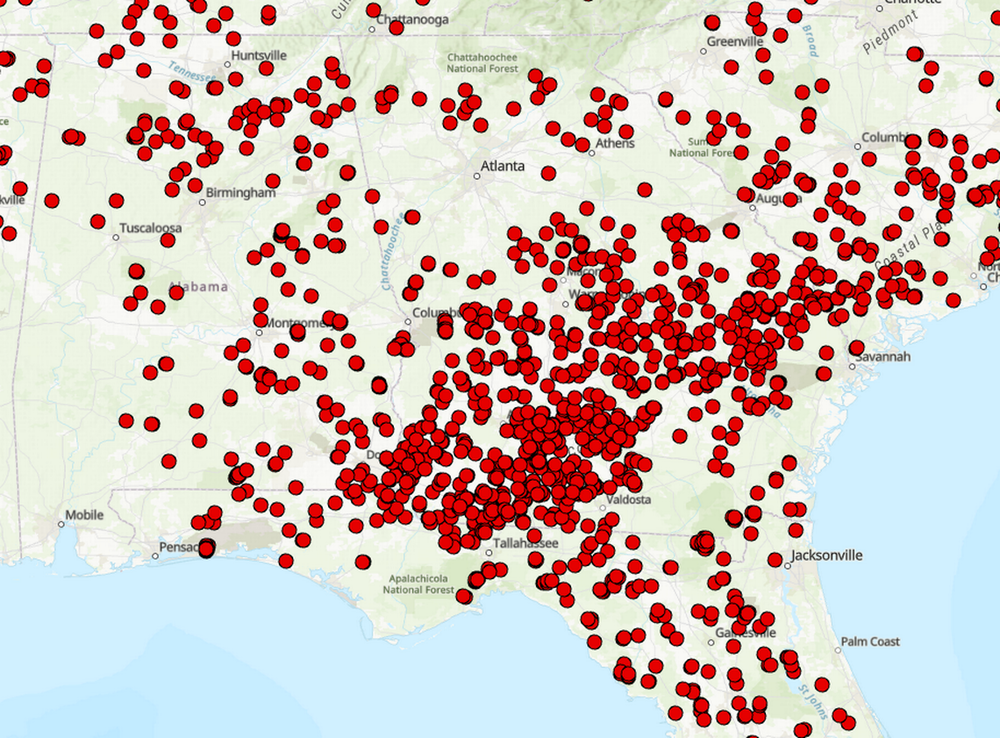  Active burns in Georgia on Feb. 2, 2024. 