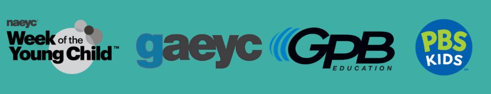 NAEYC Week of the Young Child, GAEYC, GPB Education, and PBS KIDS logos