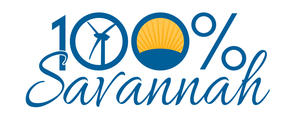 Logo for “100% Savannah,” the city's clean energy plan initiated by councilmembers in 2020.