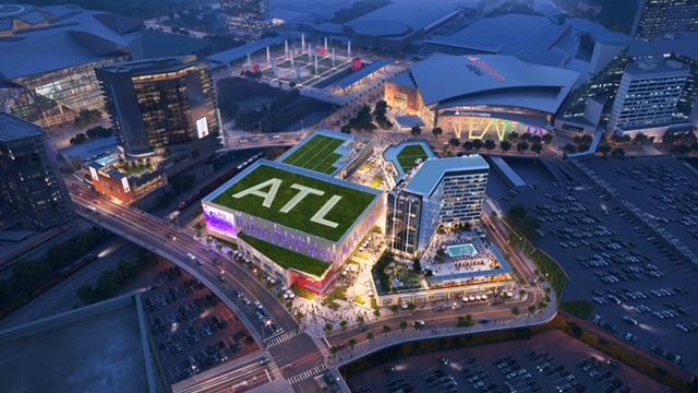 A rendering of the Entertainment District at Centennial Yards. (Courtesy Gensler)