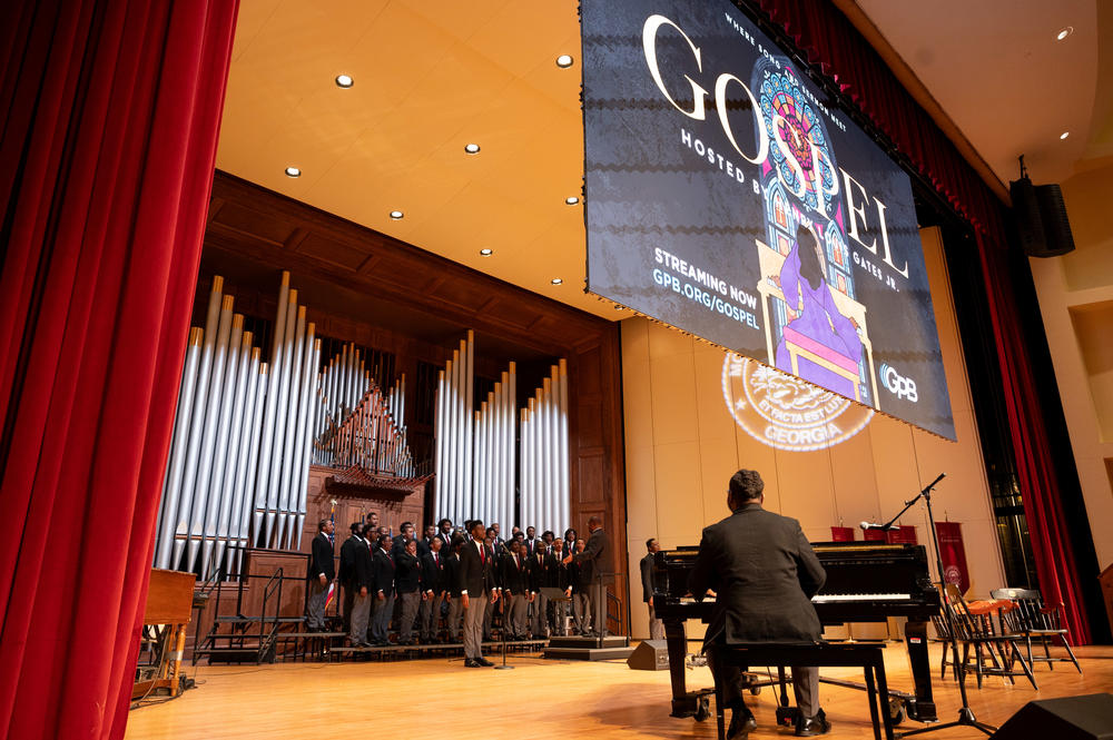 The Morehouse Glee Club singing at the Gospel Screening