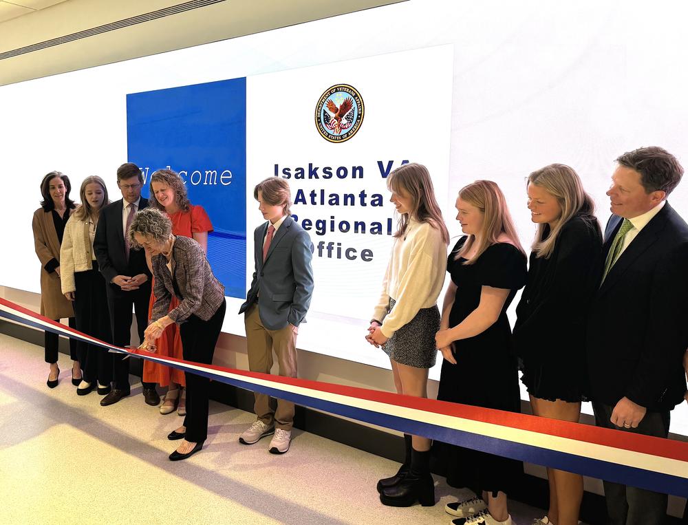 Members of Johnny Isakson's family participated in a ribbon-cutting ceremony on Monday, March 25, 2024, as part of renaming the regional Veteran's Affairs office after the late U.S. senator.