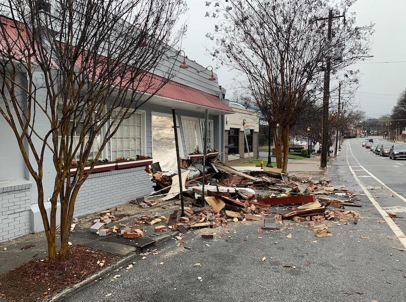 Mary Mac Tea Room after the roof collapsed.