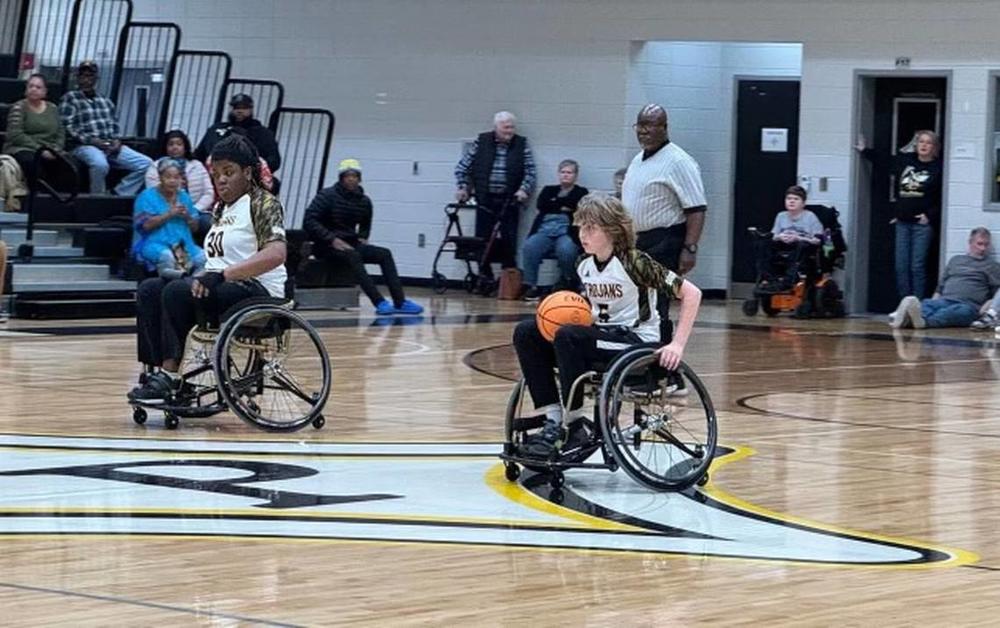 Peach County Rolling Trojans players move down the court during a game earlier this season. Courtesy Peach County School District 