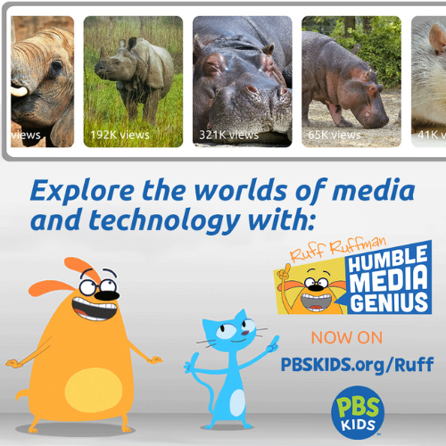 Ruff Ruffman and a blue cat friend are excited to present Ruff Ruffman: Humble Media Genius