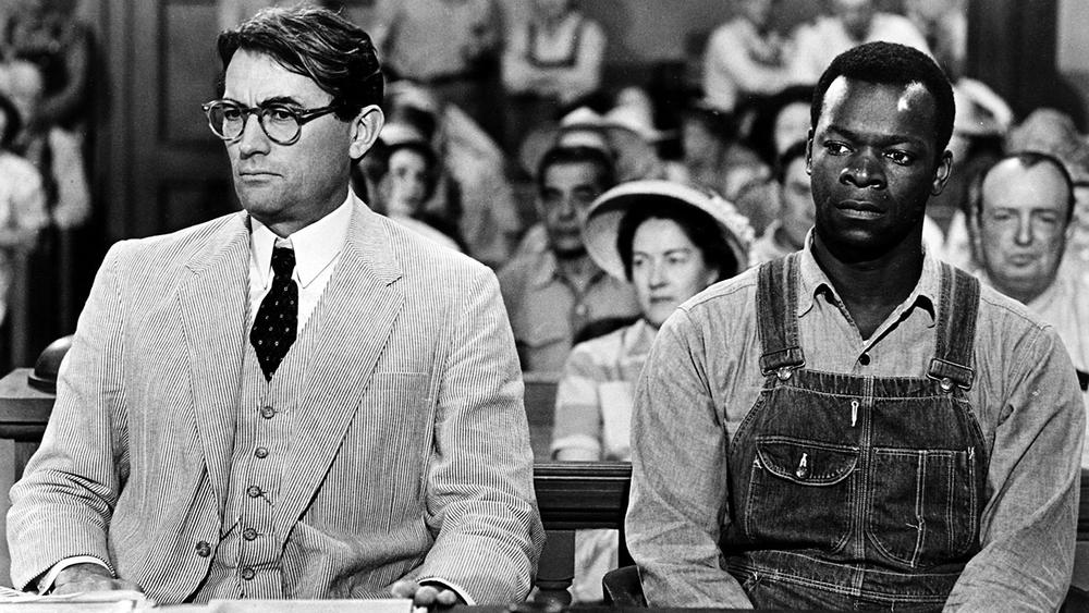 Atticus Finch (Gregory Peck) defends Tom Robinson (Brock Peters) in "To Kill A Mockingbird"